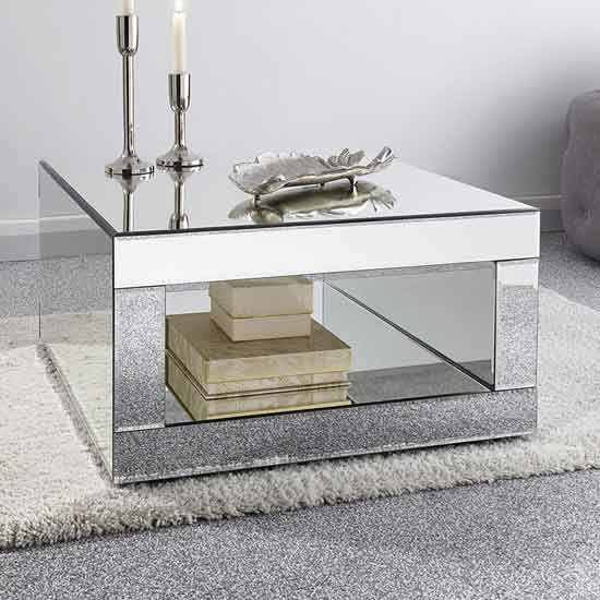 Canning Square Glass Mirror Coffee Table In Mirrored Home Furniture