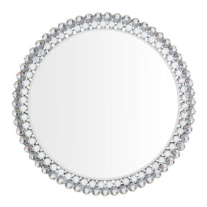 Fargo Small Round Portrait Wall Mirror In Silver