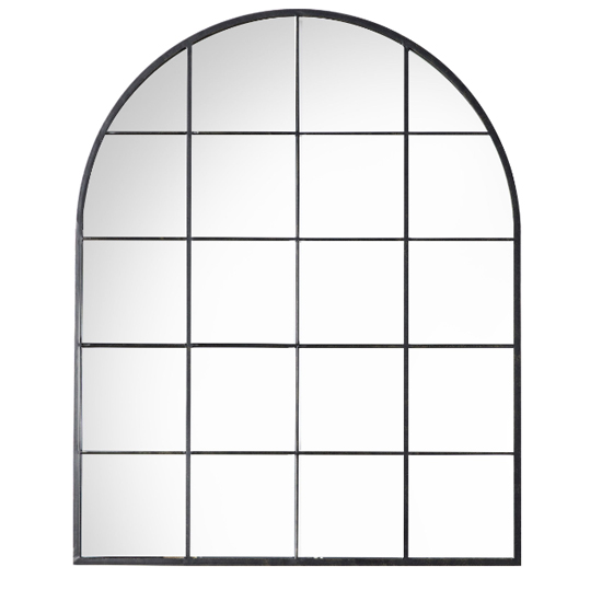 Helena Arch Window Style Wall Mirror In Black - Home-Furniture-Plus.com