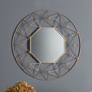 Alexis Round Metallic Wall Mirror In Gold