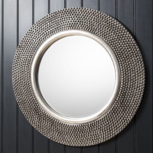 Morrilton Round Wall Mirror In Pewter Bobble Effect