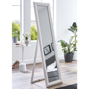 Truckee Floor Standing Cheval Mirror In White High Gloss Frame